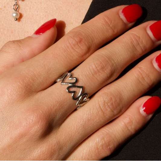 Anillo corazones silver